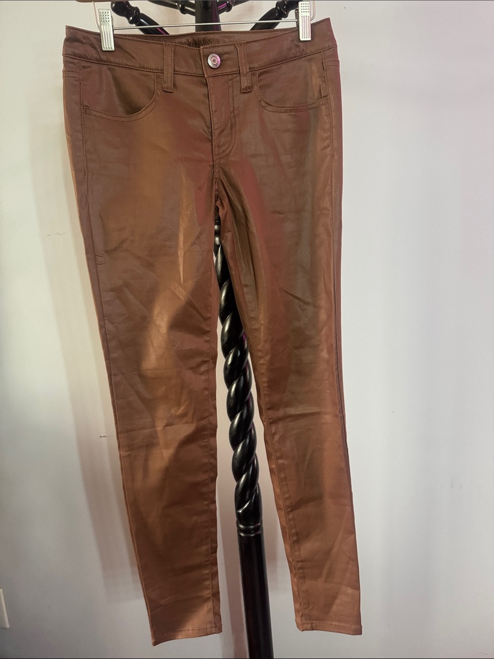 American Eagle Outfitters Coated Skinny Jeans - Brown 7.1T